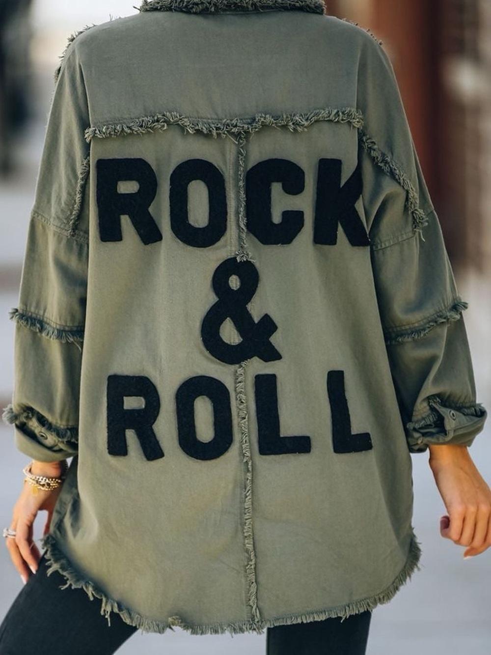 VICI Collection Elan Rock & Roll Distressed Shacket Jacket